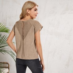 Топ с v-образным вырезом и кружевом Shein