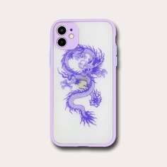 Чехол для iPhone с контрастной рамкой и принтом китайского дракона Shein