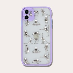 Чехол для iPhone с контрастной рамкой и узором черепа Shein