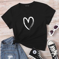 Сердечко Повседневный Футболки Shein