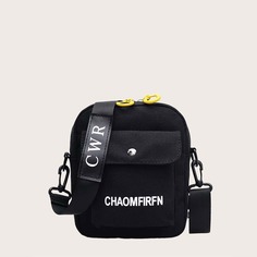 Мужская холщовая сумка через плечо с текстовым принтом Shein