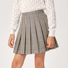 Плиссированная юбка в клетку для девочек Shein