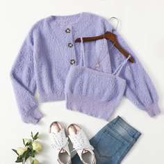 Однобортный Одноцветный Повседневный Кардиганы Shein