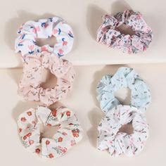 6шт резинка для волос с цветочным принтом для девочек Shein