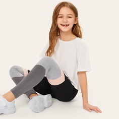 Контрастные леггинсы для девочек Shein