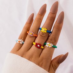 5шт кольцо из бусин Shein