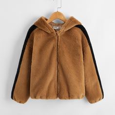 Контрастное пальто из искусственного меха для девочек Shein