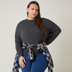 Однотонная футболка размера плюс Shein