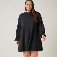 с оборками Одноцветный Повседневный Платья размер плюс Shein