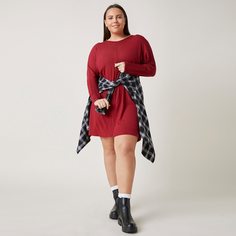 Однотонное платье размера плюс Shein