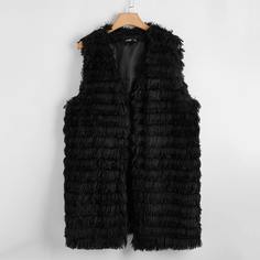 Пальто-жилет размера плюс из искусственного меха Shein