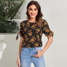 узел Цветочный Бохо Блузы Shein
