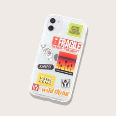 Прозрачный чехол для iPhone с текстовым принтом Shein