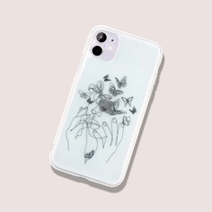 Прозрачный чехол для iPhone с принтом бабочки Shein