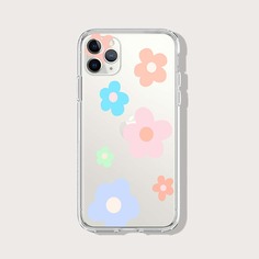Прозрачный чехол для iPhone с узором цветка Shein