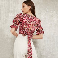 с оборками Цветочный Бохо Блузы Shein