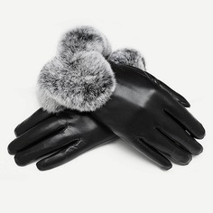 Изящные Перчатки Из Экокожи На Меху Shein