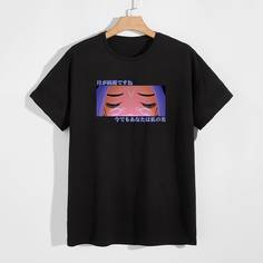 Мужская футболка в японском стиле и мультяшном стиле Shein