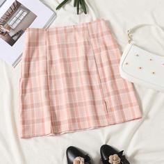 Юбка в клетку с разрезом Shein