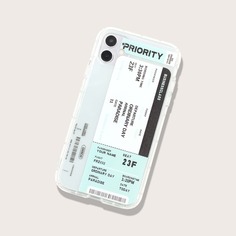 Прозрачный чехол для iPhone с узором билета Shein