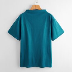 Однотонная футболка с короктим рукавом Shein