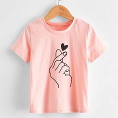 Объект Повседневный Футболки для маленьких девочек Shein