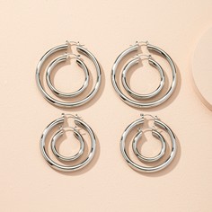 4 пары металлические серьги-кольца Shein