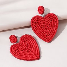 Серьги в форме сердечка из бусин Shein