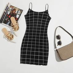 Волнистый край Клетчатый Повседневный Платья размер плюс Shein