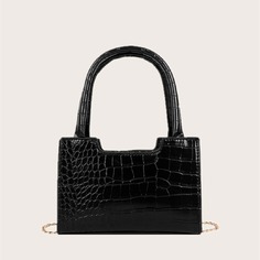 Сумка-сэтчел на цепочке с крокодиловым узором Shein