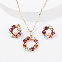 Ожерелье со стразами и серьги 3 шт Shein