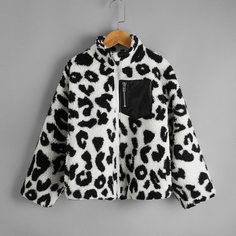 на молнии Леопардовый Повседневный Куртки для девочек Shein