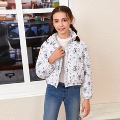 на молнии Цветочный Повседневный Куртки для девочек Shein