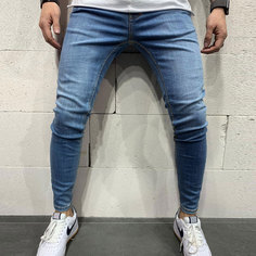 Мужские однотонные джинсы с карманом Shein