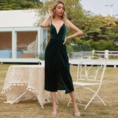 на молнии Одноцветный Очаровательный Платье Shein