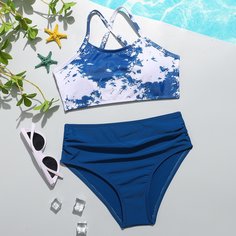 крест на крест тай дай Бохо Купальники для девочек Shein