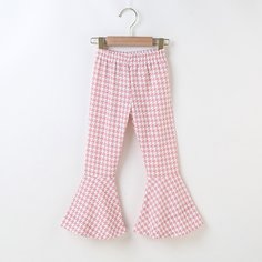 Брюки-клеш с узором "хаундстут" для девочек Shein