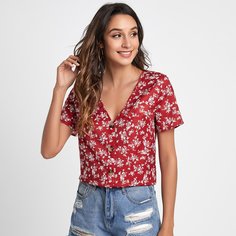 Карман Цветочный Бохо Блузы Shein
