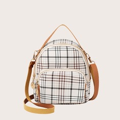 Рюкзак в клетку с карманом Shein