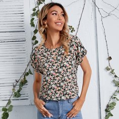 Цветочный Повседневный Блузы Shein