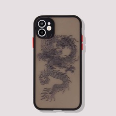 Чехол для iPhone с контрастной рамкой и принтом китайского дракона Shein
