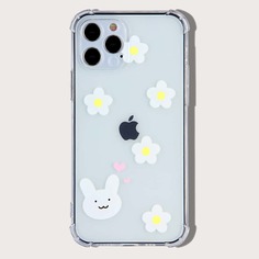 Прозрачный чехол для iPhone с цветочным принтом Shein