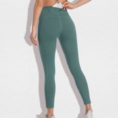 короткие спортивные леггинсы с карманом для телефона и широкой талией Shein