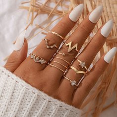 Кольцо со стразами 8шт Shein