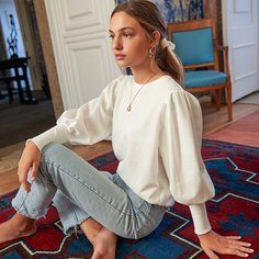 Однотонный свитшот с оригинальным рукавом Shein