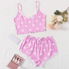 с бантом Сердечко милый Пижама Shein