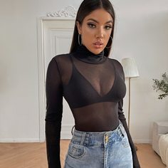 Топ с высоким воротником Shein