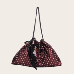 двойная ручка с бантом В горошек Модный Сумки-тоут Shein