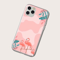Чехол для iPhone с узором фламинго Shein
