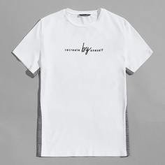 Мужская футболка в клетку с лозунгом Shein